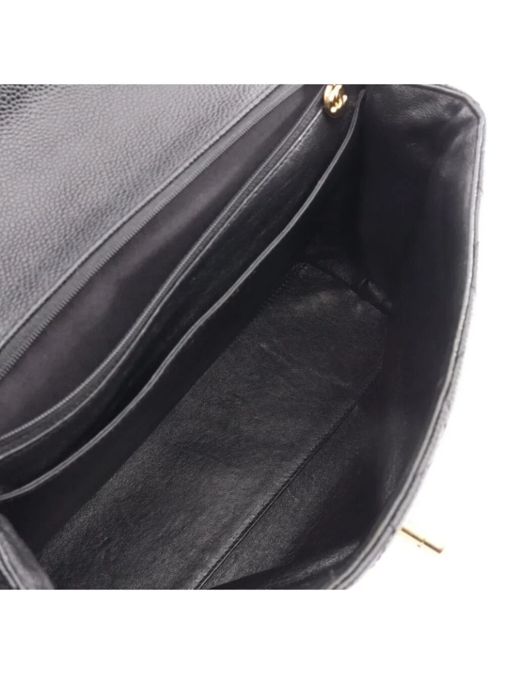 Chanel Handbag Quilted Top Handle Black Caviar Leather